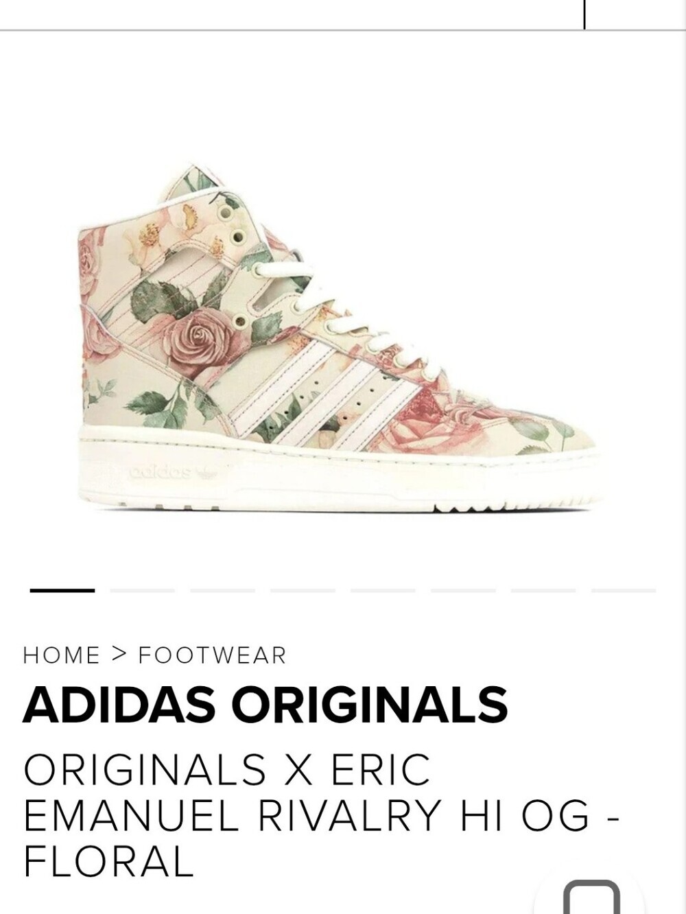 Men's Adidas Classix X Eric Emanuel Rivalry High OG Floral Sneakers